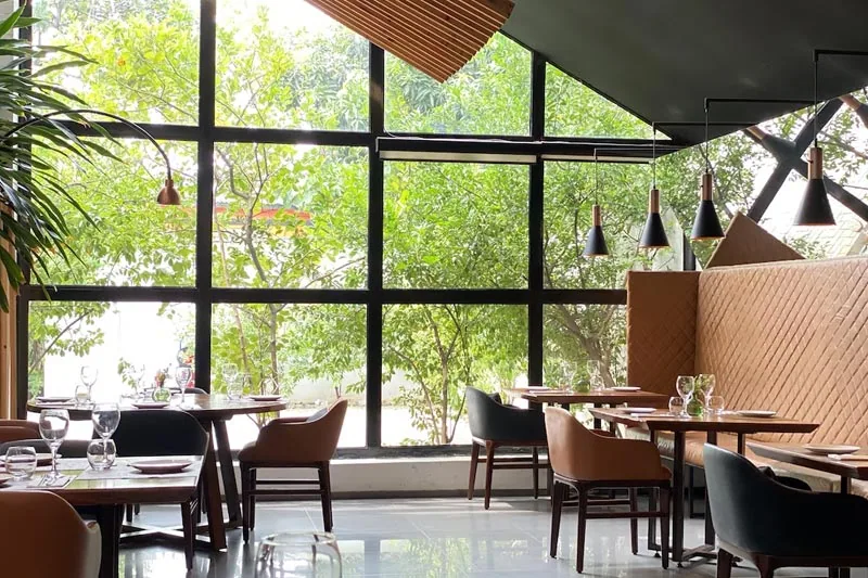 Elegant restaurant dining room in Thessaloniki